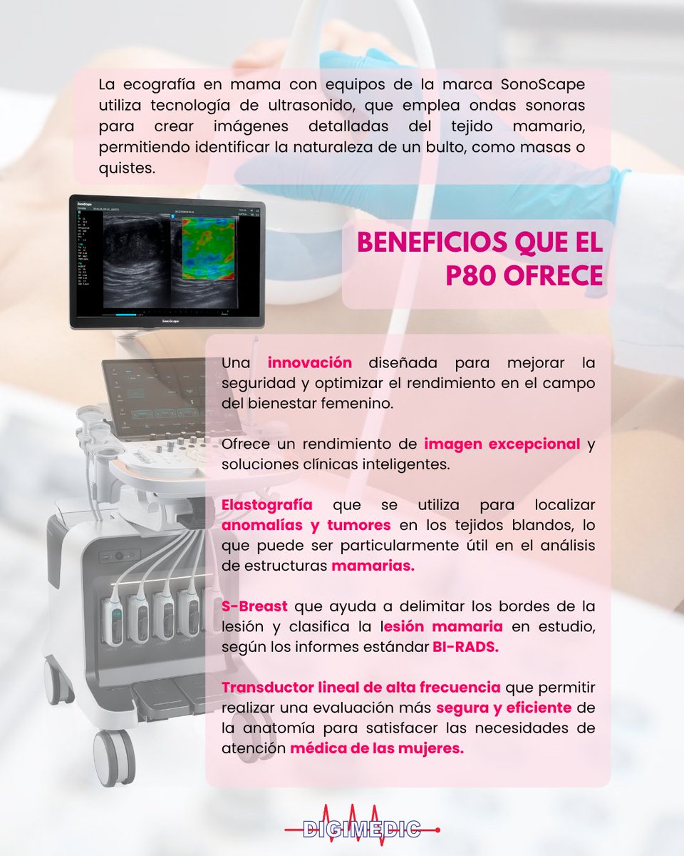 📷Octubre nos recuerda la importancia de la detección temprana del cáncer de mama, una acción que puede salvar vidas.
El P80 de SonoScape se convierte en un aliado clave para los especialistas gracias a su extraordinaria calidad de imagen, herramientas avanzadas de Inteligencia