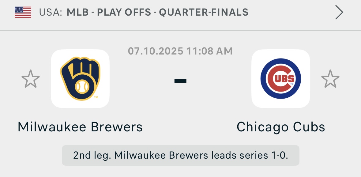 DQUANPICKS's tweet photo. LATE NIGHT MLB POD SUPERMAX ⚾️ 💣 

I'll be DMing this play to the real ones and to those that truly appreciate it. Let’s secure the day with a massive winner. 

𝗠𝗟𝗕 𝗣𝗟𝗔𝗬𝗢𝗙𝗙𝗦 𝗠𝗔𝗫 𝗥𝗘𝗖𝗢𝗥𝗗: 𝟰-𝟬 🔥

GAME: CHC vs MIL

RT/REPLY/LIKE THIS IF YOU WANT IT ‼️ https://t.co/iZnnEBYaQD