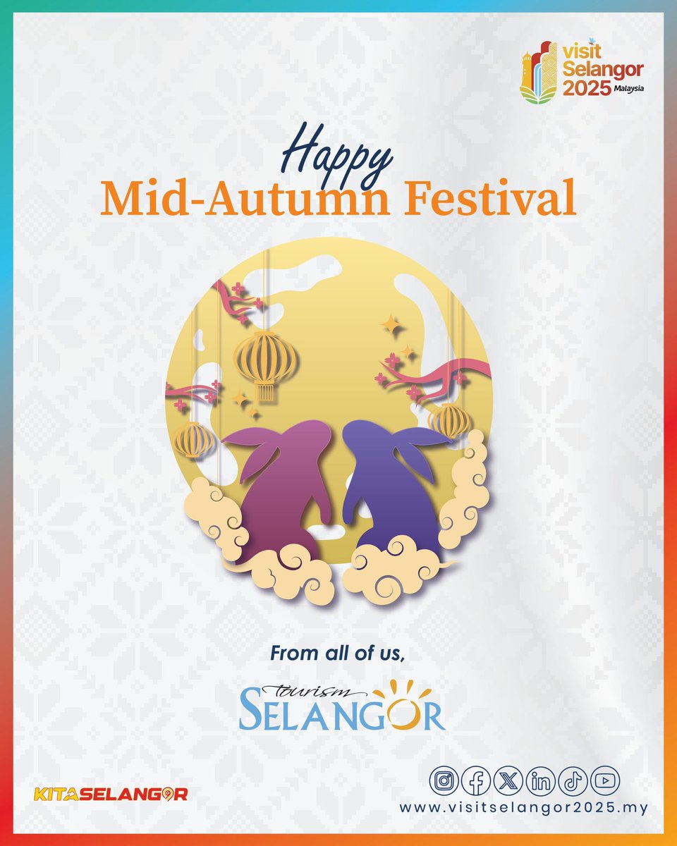 Wishing you a bright and joyful Mid-Autumn Festival! May this season bring you surprising experiences and precious moments with your loved ones.

Spend this festive season with your family, from peaceful getaways to fun-filled adventures because Selangor kan Ada!

#SelangorKanAda