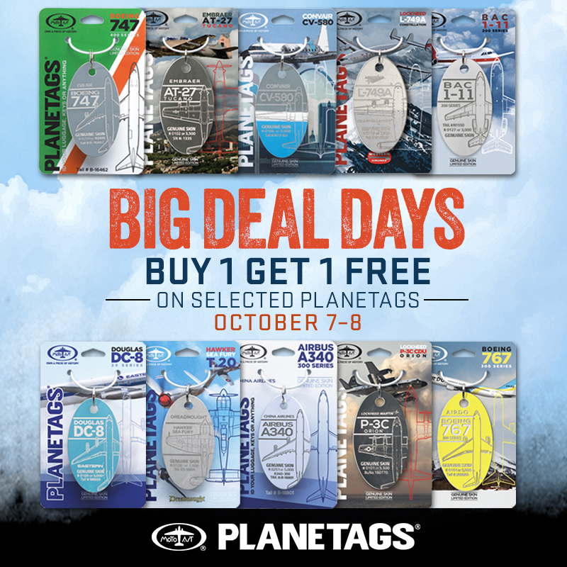 Starts tonight at midnight PST: BOGO on Classic PlaneTags. Mix &amp; match, no code needed. Sale ends 11:59 PM PST Oct 8. Don't miss these classics.

Start browsing now: planetags.com/collections/pl… ✈️