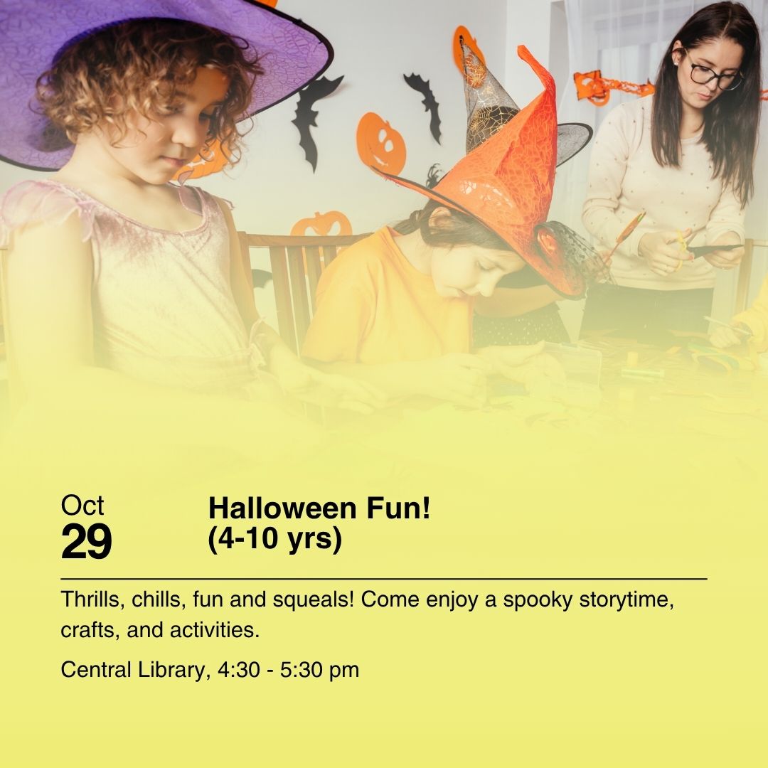 There’s so much happening for kids this month! 🌟 From mindful moments and space adventures to festive stories and crafts, our fall programs are full of fun, creativity, and imagination. 
Explore all upcoming events at pickeringlibrary.ca/events.