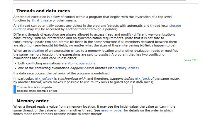Thread and data races, I really found this interesting. I was to post it later but, since i am also learning some c