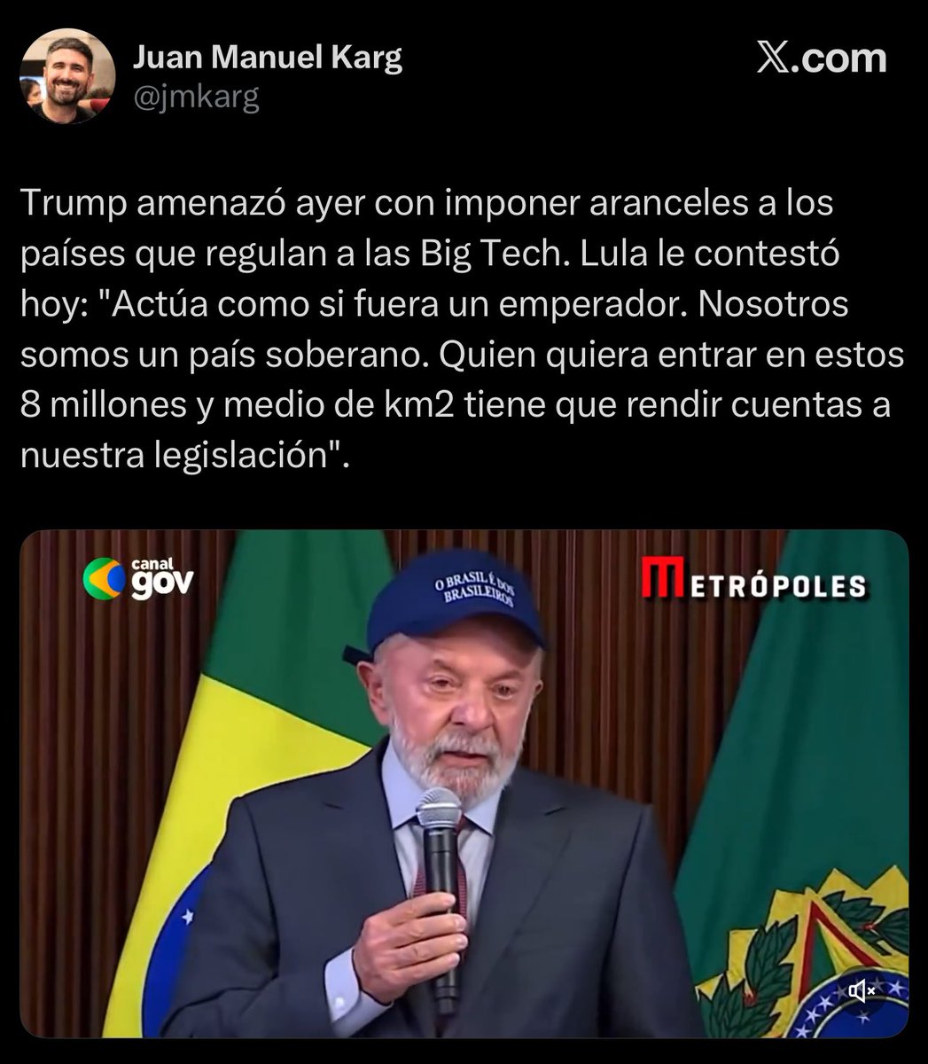 Que paso, con mi excelentísimo señor soberano e independiente Lula, que decia que no le importaban los aranceles?