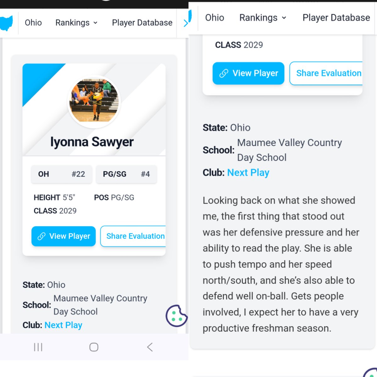 Iyonnasawyer121's tweet photo. Prep Girls Hoops is recognized as one of the premier platforms for girls’ basketball, and I’m proud to share that I was ranked #22 in Ohio and #4 PG Thank you @PGH_Ohio #PrepGirlsHoop #MaumeeValley #NextPlay #CatchNPlays #KeepGoing https://t.co/5dKzBIuArE