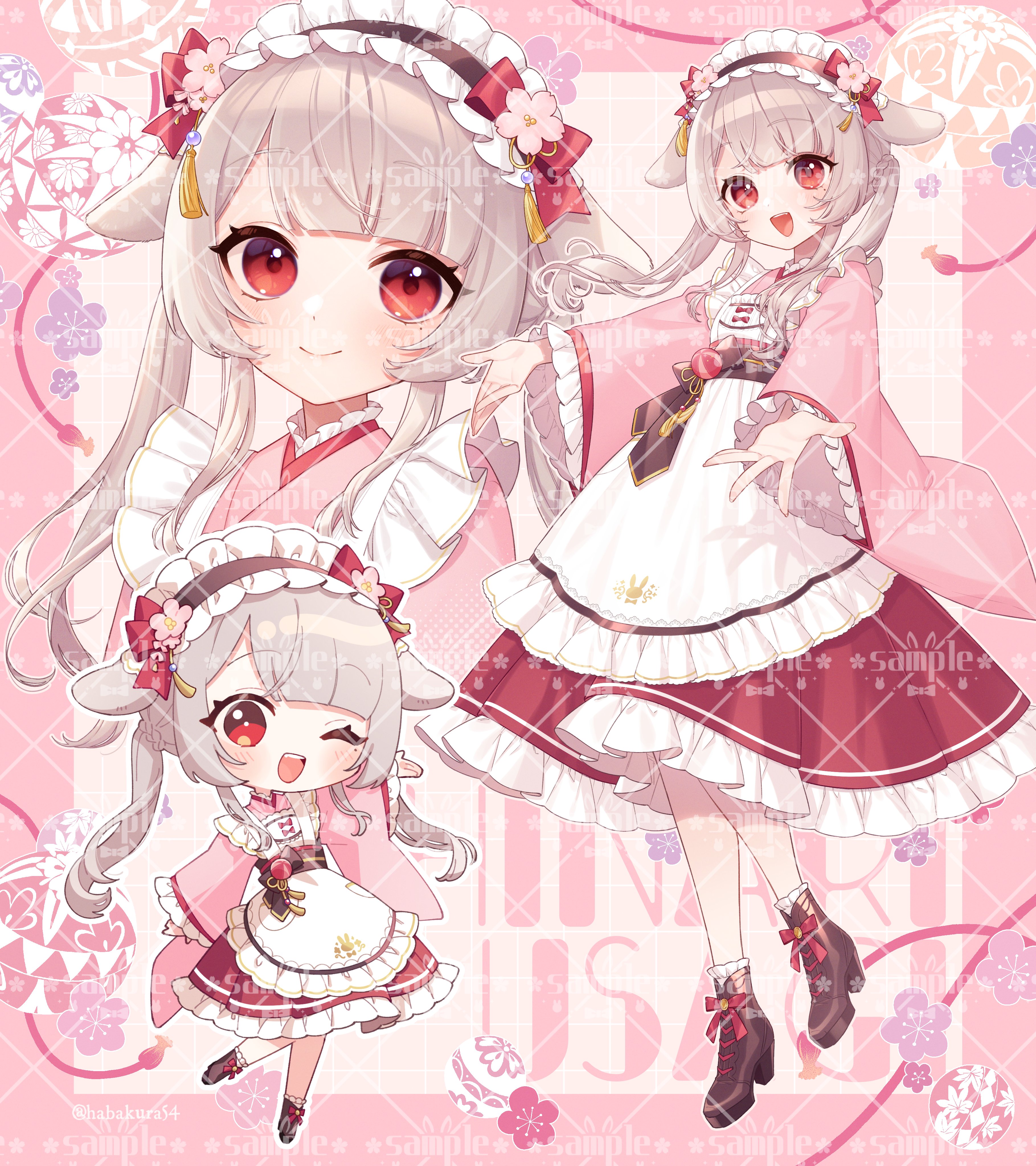 シーグラスアート　♡ひなまつり♡　うさねこver.　２Ｌサイズ程 シーグラスアート ♡ひなまつり♡ うさねこver. 2Lサイズ程