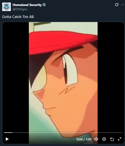 Still haven't done anything about the DHS using Pokémon to promote fascism