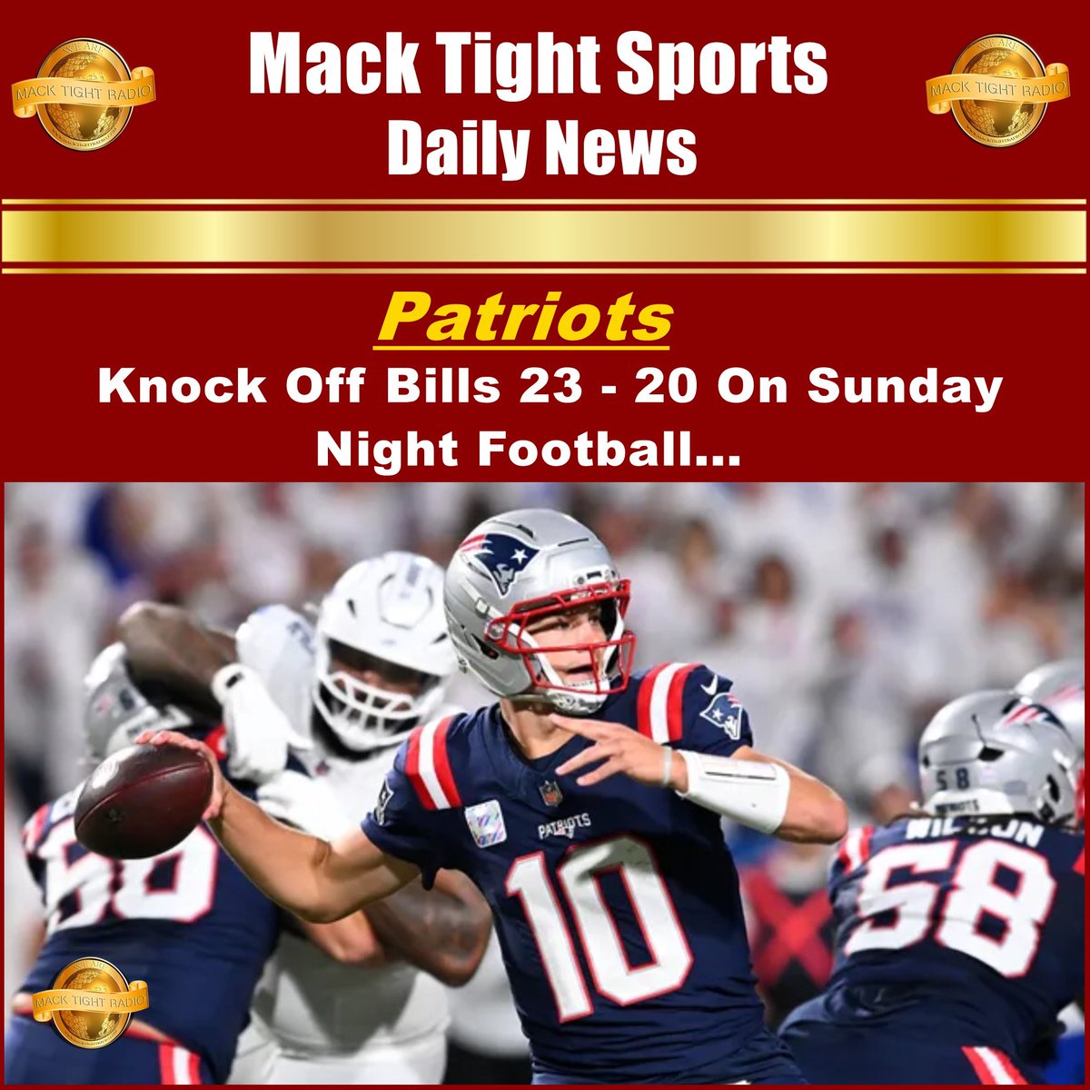 mack_joka's tweet photo. 🚨🚨🚨AVAILABLE NOW ON THE #MackTightNetwork, Tha Ready 2 Learn Show 🔥‼️ #Season9 #NewEnglandPatriots Defeat #BuffaloBills 23 - 20 ❌ Are The #Patriots For Real ❌ #100DayDash Continues‼️ Who Ya Got 2nite #Jaguars vs #Chiefs 👀 ARE YOU Ready 2 LEARN TODAY‼️👀
- #MackTightRadio https://t.co/etSf42TOub