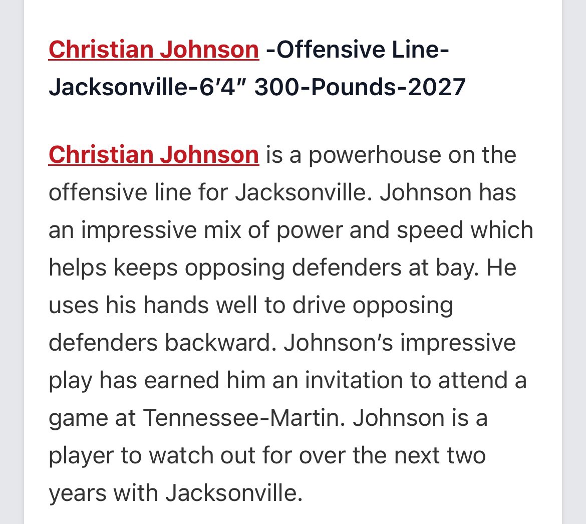 Christian Johnson (@cjohnson2027) on Twitter photo Thank you for the Write up! I Appreciate it! <a href="/PrepRedzoneAR/">Prep Redzone Arkansas</a> <a href="/tctabler/">PrepRedZoneTom Tabler</a> <a href="/CoachEllis55/">Leon Ellis</a> <a href="/coltonedwardsFB/">Colton Edwards</a> <a href="/ArRecruitingGuy/">Richard Davenport</a> Thank you for the Write up! I Appreciate it! <a href="/PrepRedzoneAR/">Prep Redzone Arkansas</a> <a href="/tctabler/">PrepRedZoneTom Tabler</a> <a href="/CoachEllis55/">Leon Ellis</a> <a href="/coltonedwardsFB/">Colton Edwards</a> <a href="/ArRecruitingGuy/">Richard Davenport</a>