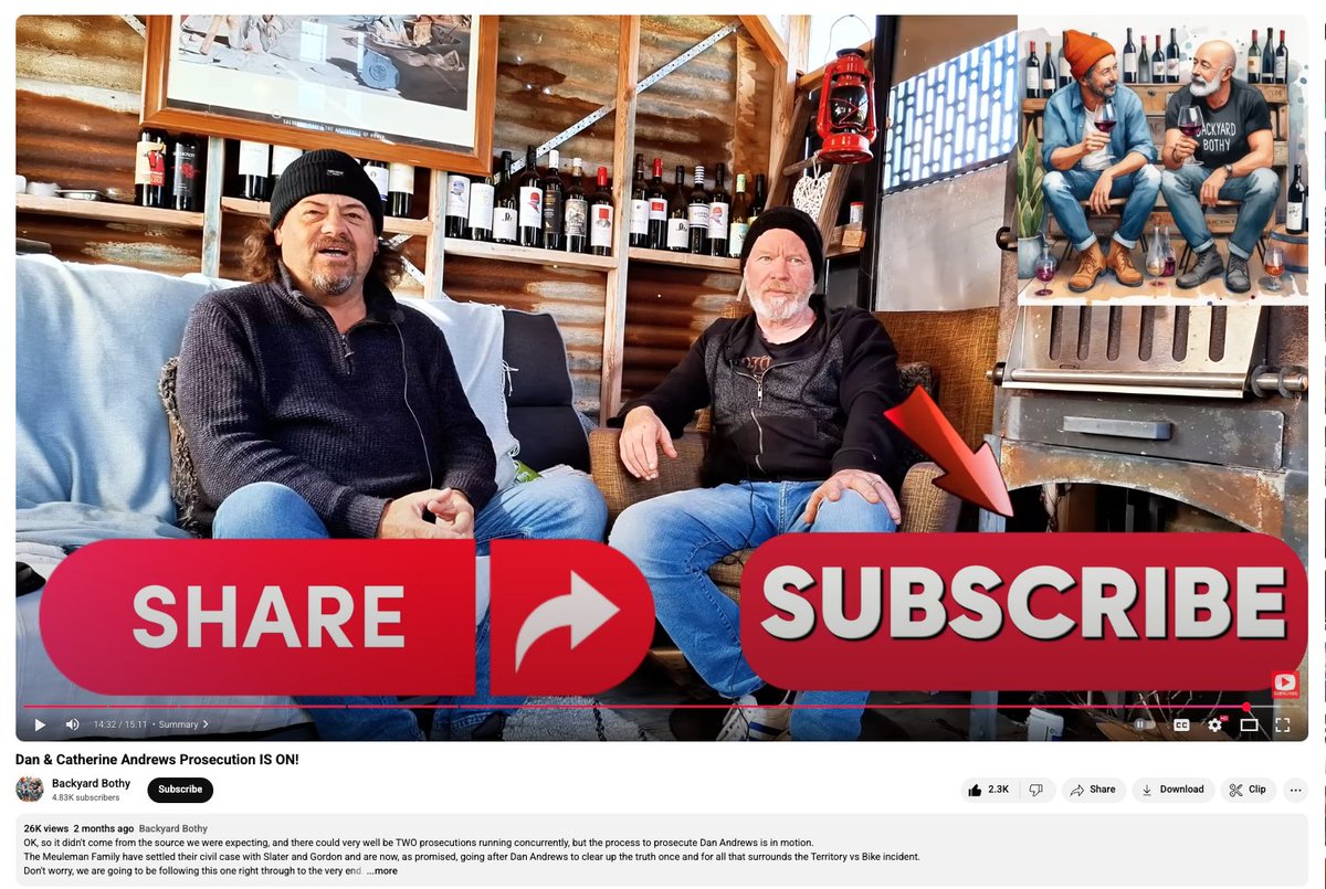 Thanks, legends! Backyard Bothy’s Chris &amp; Al for donating a share of their Bike Boy video views to Ryan’s GoFundMe to help fund the upcoming court cases. 👏  Thanks also to everyone who supports Ryan. Please subscribe to Backyard Bothy on YouTube 👇
🔗 youtube.com/@BackyardBothy