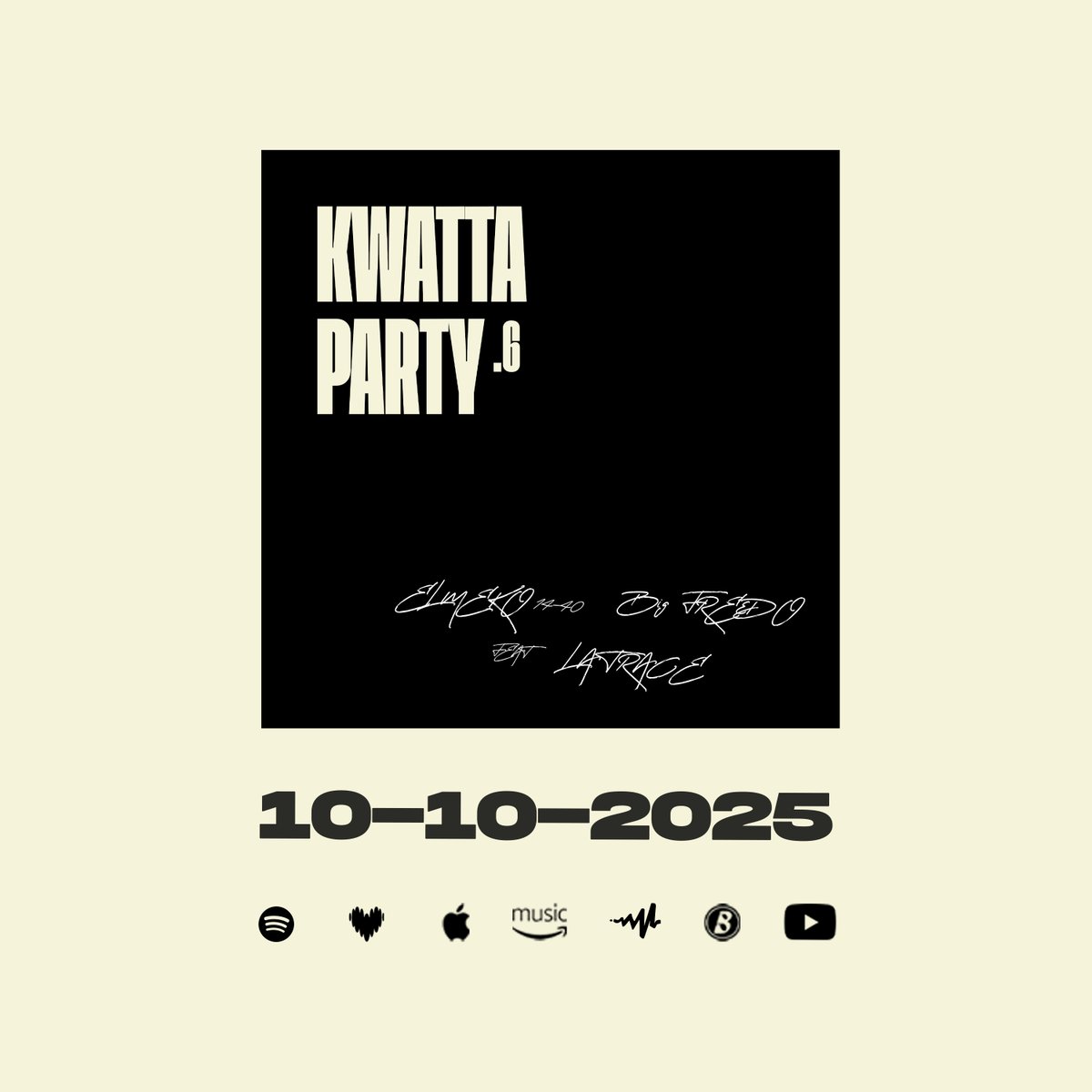 Le dernier son de l’EP #KWATTA arrive 💥
🎵 KWATTA PARTY feat <a href="/ElmekoOfficiel/">Elmeko 14-40🚨🔥</a>, <a href="/LaTrace/">Alexa Williams</a> &amp; Big Freedo
📅 Sortie le 10.10.2025
🔥 100% énergie, 100% kwata vibes !
#TDKodjo #KwattaParty #HipHop237