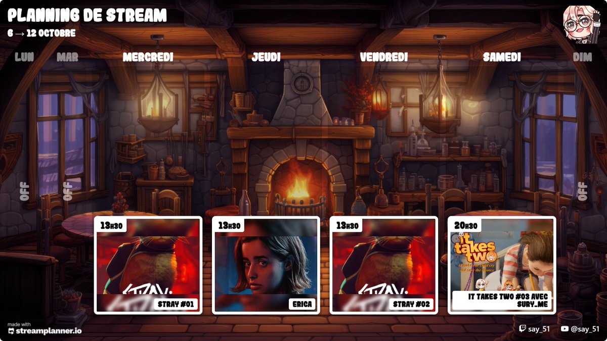 say_51_51's tweet image. ⁺˚⋆｡°🍄₊🍃 Oyé, oyé, mes p'tits Korrigans, voici le planning de la semaine à venir ! 🍃₊🍄°｡⋆˚⁺