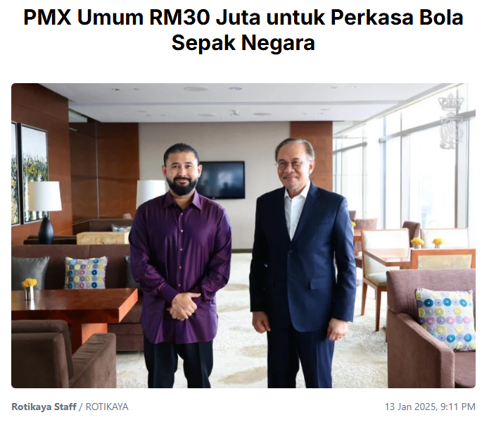 SparkMediaMY's tweet photo. @OnefootballM RM30 juta lesap ke persatuan scammer. 👏 Kasi standing ovation kat kegagalan bola sepak kita! Daripada bagi duit tu kat geng "revolusi", baik guna untuk bayar balik hutang negara atau bantu rakyat susah. #TuntutBalikRM30Juta https://t.co/pFTFzEJ3D0