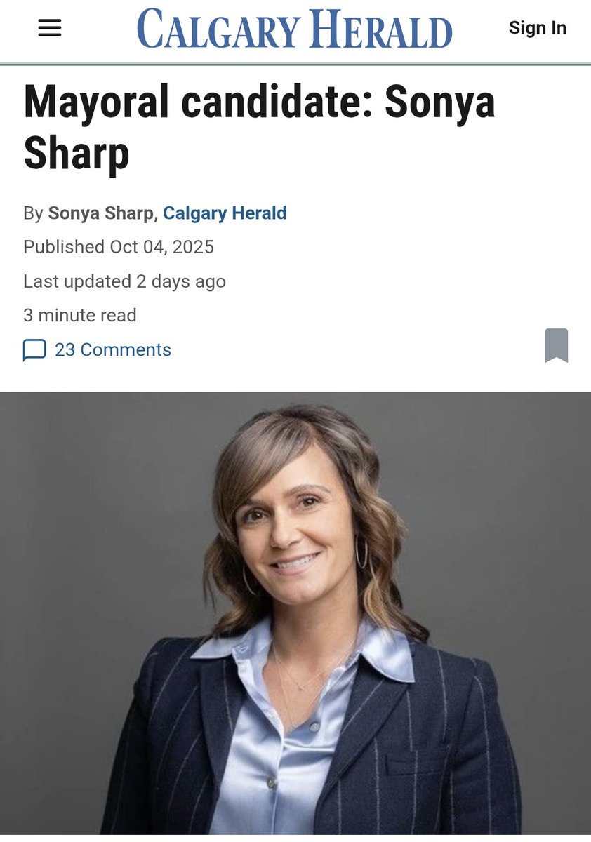 CalgaryDave's tweet photo. I'm voting Sonya Sharp for mayor.

Best choice IMO.

Don't vote Farkas. https://t.co/WLWvNd7ZSi