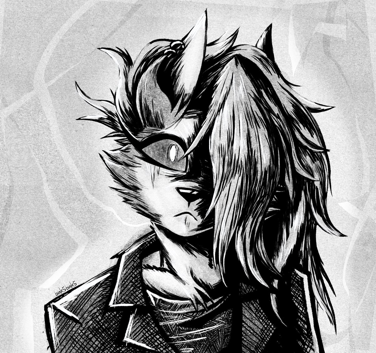 bink55bink's tweet photo. Thought the Myers Loona from the Halloween merch drop was fun ✨ I missed doing black n white!

#HelluvaBoss https://t.co/yMSJy1Y0Z2