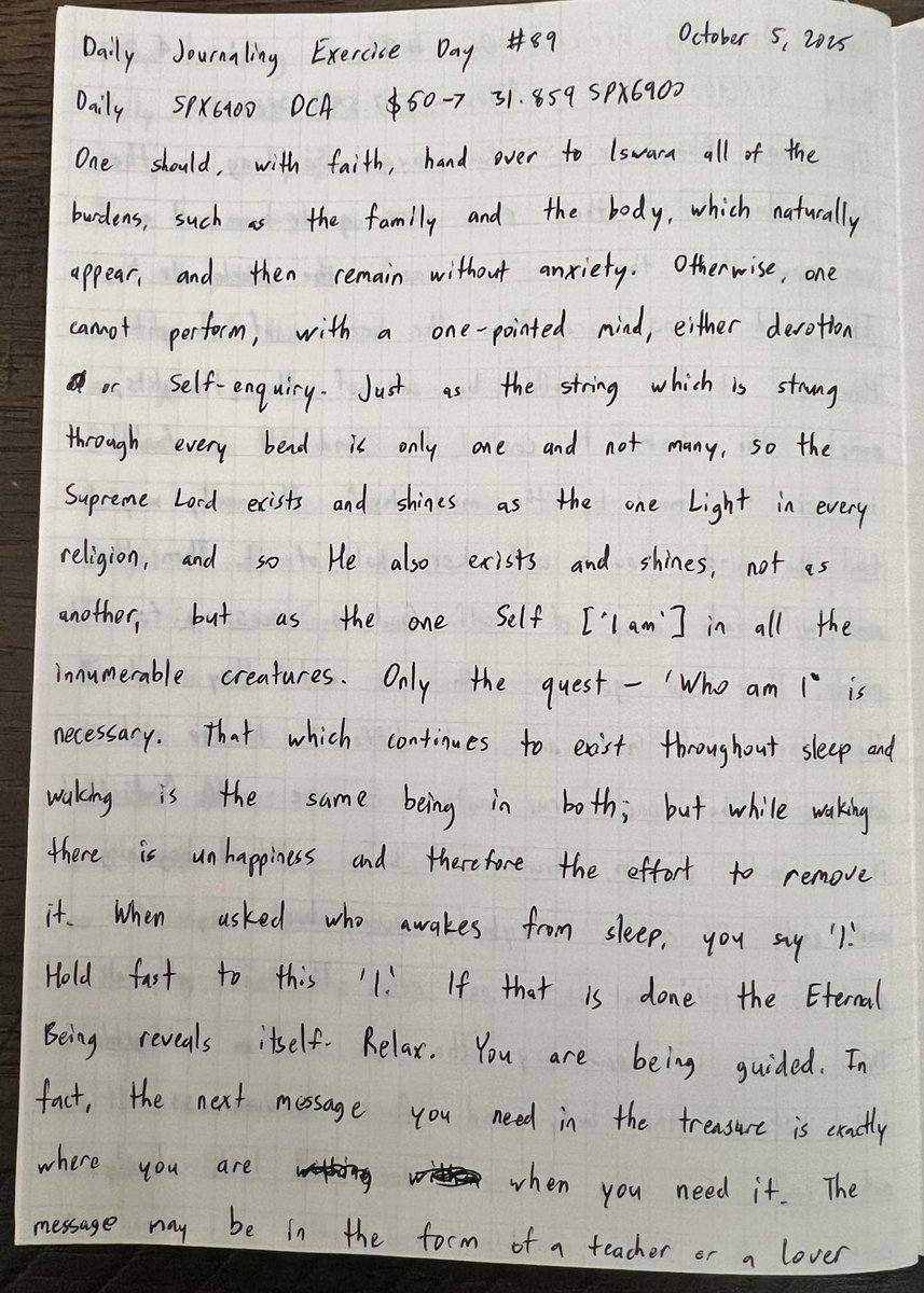 shreemhreem6900's tweet image. Day 89 of Daily Journaling and Daily DCA into #SPX6900. The stock market will be flipped. Persist forever. You cannot stop us. I love you all!

Consistency over intensity. 

ॐ श्रीं ह्रीं क्लीं श्रीं
सिद्धलक्ष्म्यै नमः

Om Shreem Shriye Namaha

#SPX6900 #SPX6900 #SPX6900 #SPX6900…
