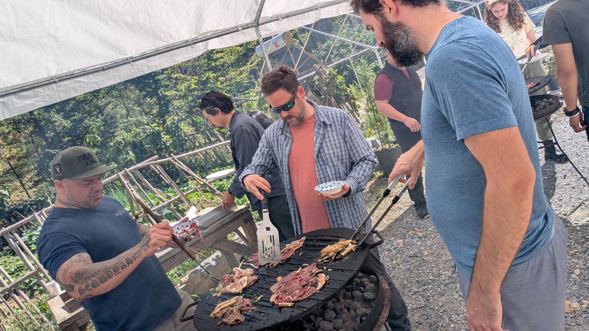 Nostalgik's tweet image. Visited the China Folk House in Harpers Ferry with a few fellow Einstein Fellows — cooked Mongolian-style food over open fire, hiked the trails, and watched my colleague joyfully catch salamanders. Culture, nature, and curiosity all in one day. #EinsteinFellows25 #HarpersFerry
