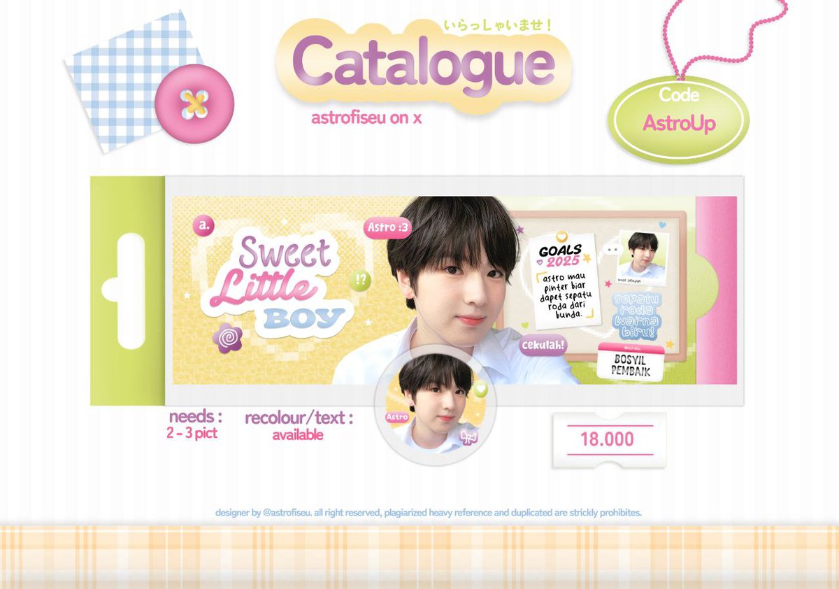 astrofiseu's tweet photo. ☆ HELP RT &amp; JAJANK

𖹭 ₊ HeEllOOww! karena astro lagi edisi BU 💧___💧astro mau jual salah satu catalogue sebagai template ☀️ avail recolor, retext >< selebihnya cek ALT ♡ tysm cabat 🎀

#zonauang #zonaba https://t.co/VbF1U1Q2Gc