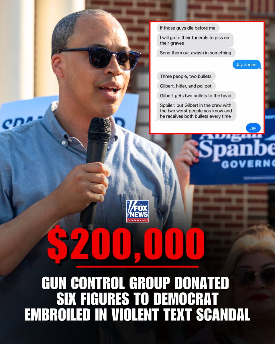 NEW: Virginia AG candidate Jay Jones received a $200K donation from a gun control group in August. He's now facing calls to drop out for fantasizing about a Republican lawmaker getting shot in the head.