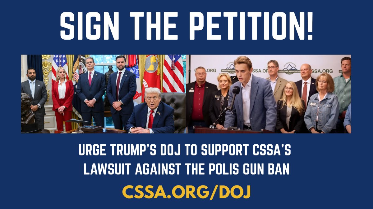 CSSA1926's tweet image. 📢 Colorado Gun Owners: please sign our petition urging President Trump&apos;s Department of Justice to intervene in support of our lawsuit against the Polis Gun Ban: forms.gle/MYBLYoJhqJhXEz…

Colorado Senate Bill 25-003, better known as the Polis Gun Ban, is one of the most…
