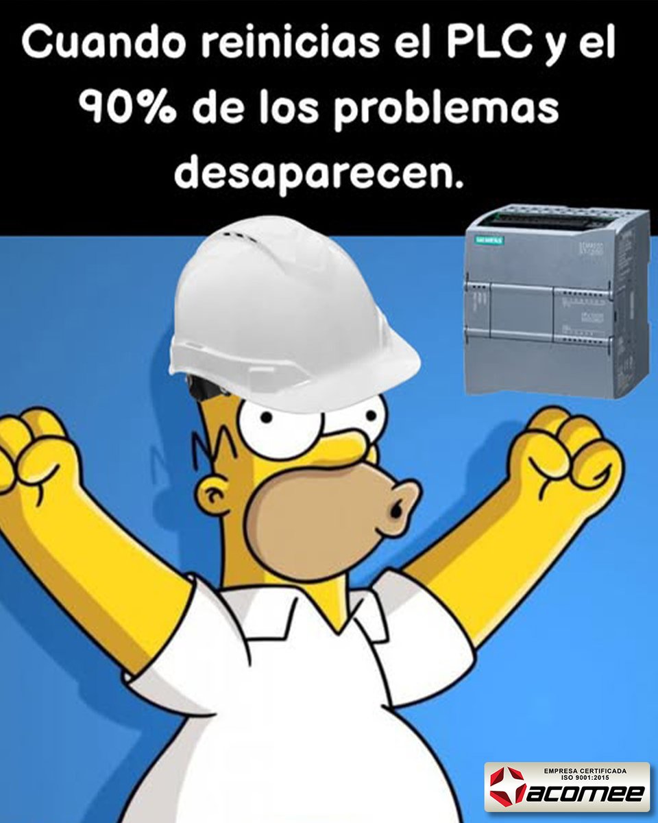 GRUPOACOMEE's tweet image. 😂 Cuando reinicias el PLC y mágicamente todo vuelve a la normalidad.
👷♂️ Ingeniería avanzada: nivel experto ⚡️
#ModoIngeniero #PLC #Automatización #HumorIndustrial #Acomee