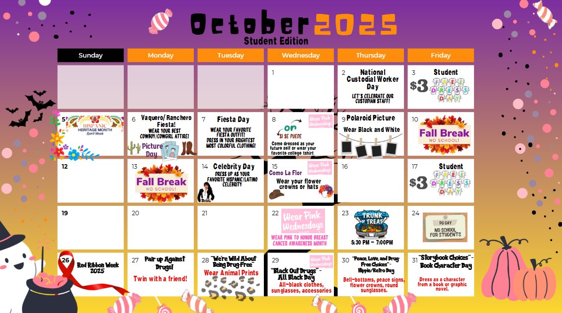 netzeroJMS's tweet image. It’s an amazing #October at JMS! See the calendar of events and dress days for the month of October as we celebrate #HispanicHeritageMonth, #nationalyearbookweek, Halloween and more! 🎊🥳 @netzeroJMS