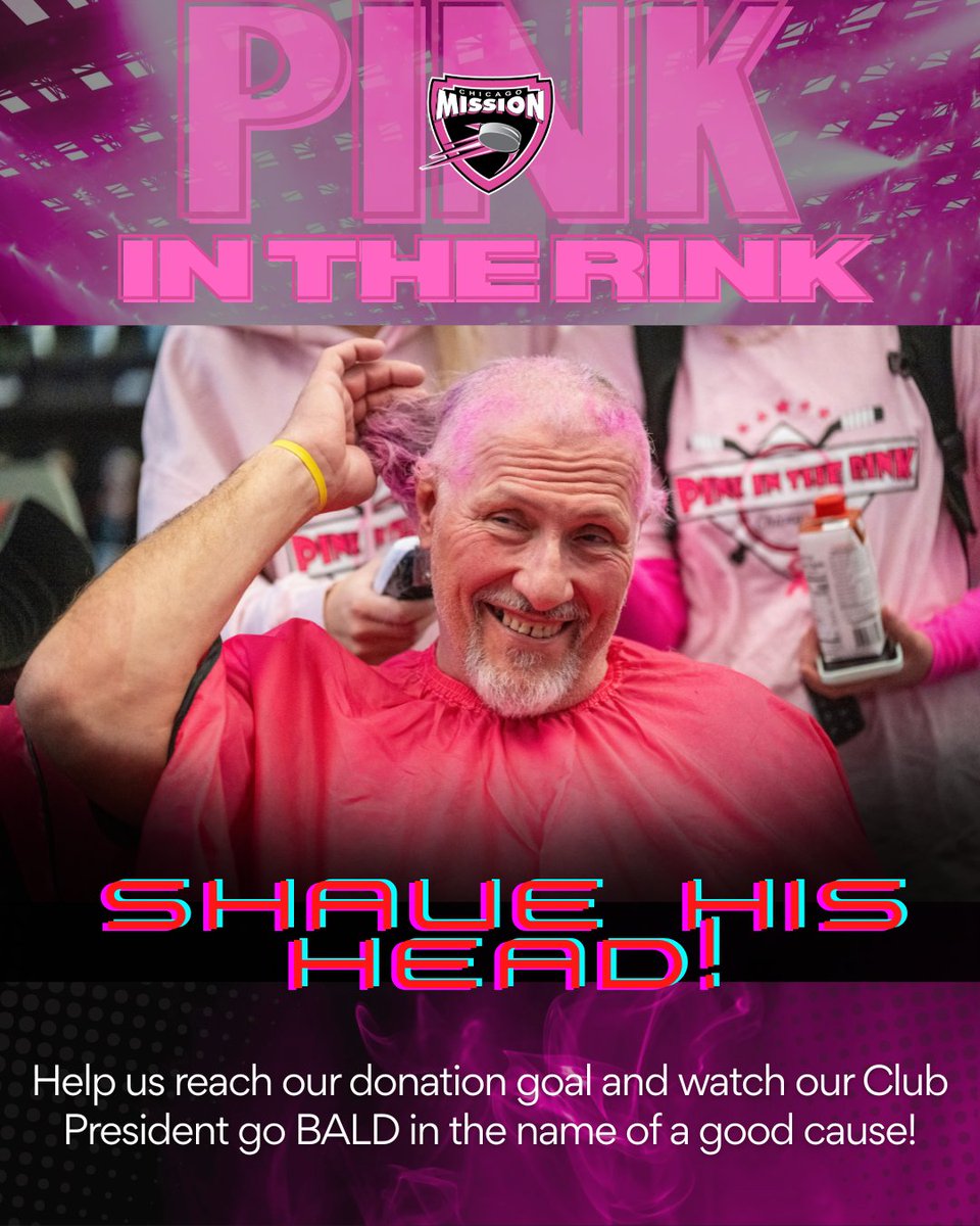 🎗️ Join us this Saturday for a great cause!
Come out to the PINK-IN-THE-RINK Cancer Awareness Fundraiser at the new Rosemont Ice Arena! 💗
We’ll be shaving Mission President Gino Cavallini’s head BALD if we reach our donation goal! 🙌

👉 Donate now at: chicagomission.com/mission-pir-he…