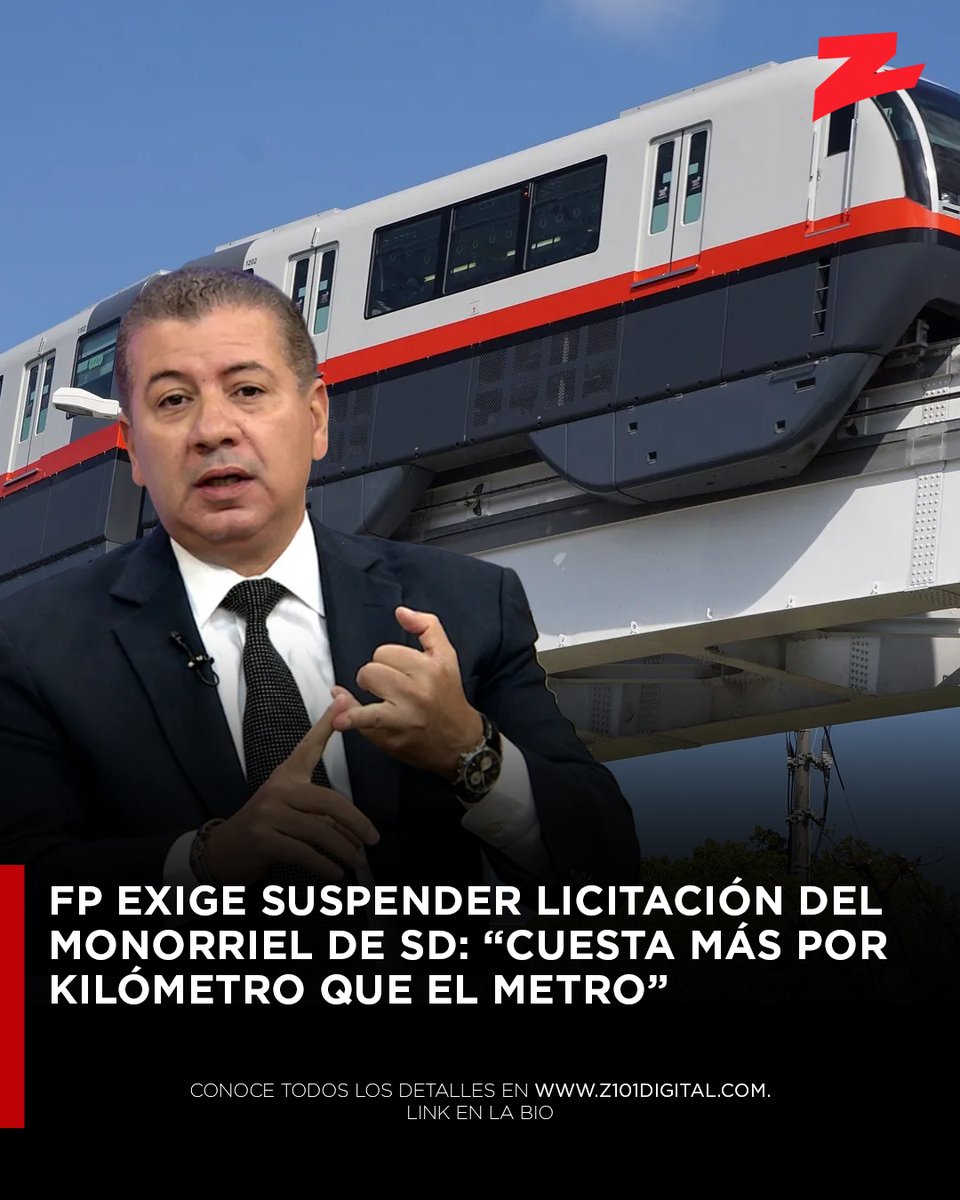 z101digital's tweet image. FP exige suspender licitación del monorriel de Santo Domingo: “Cuesta más por kilómetro que el Metro”

Amplía la información en: z101digital.com/fp-exige-suspe…

#ZDigital #Z101 #Noticias #News #Nacional #FP #Monorriel #Licitación