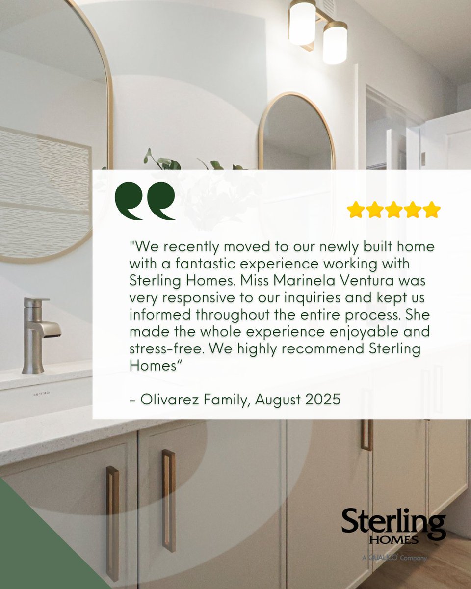 💫 A heartfelt thank you to the Olivarez family for their kind words about their new Sterling home! 🏡✨ Your feedback means the world to us, and we're so glad to have been part of making your dream home a reality.