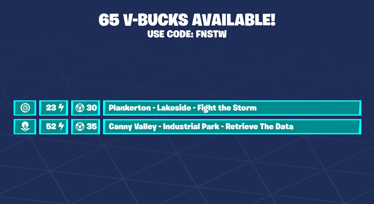 65 Vbucks!

Use Code FNSTW to support me! #ad