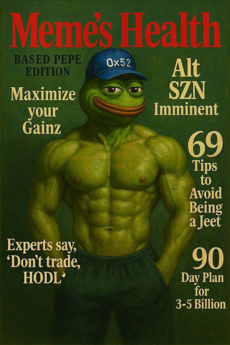 DrPepe0x52's tweet photo. @AltcoinDaily And 100% of people currently aping into @0x52BasedPepe are about to see parabolic gains. 

THE Pepe on @base - as referenced by @JamesWynnReal 

IF YOU BELIEVE IN PEPE YOU NEED TO CHECK OUT BASED PEPE 

🧢🐸 https://t.co/mu4xnsBFwE