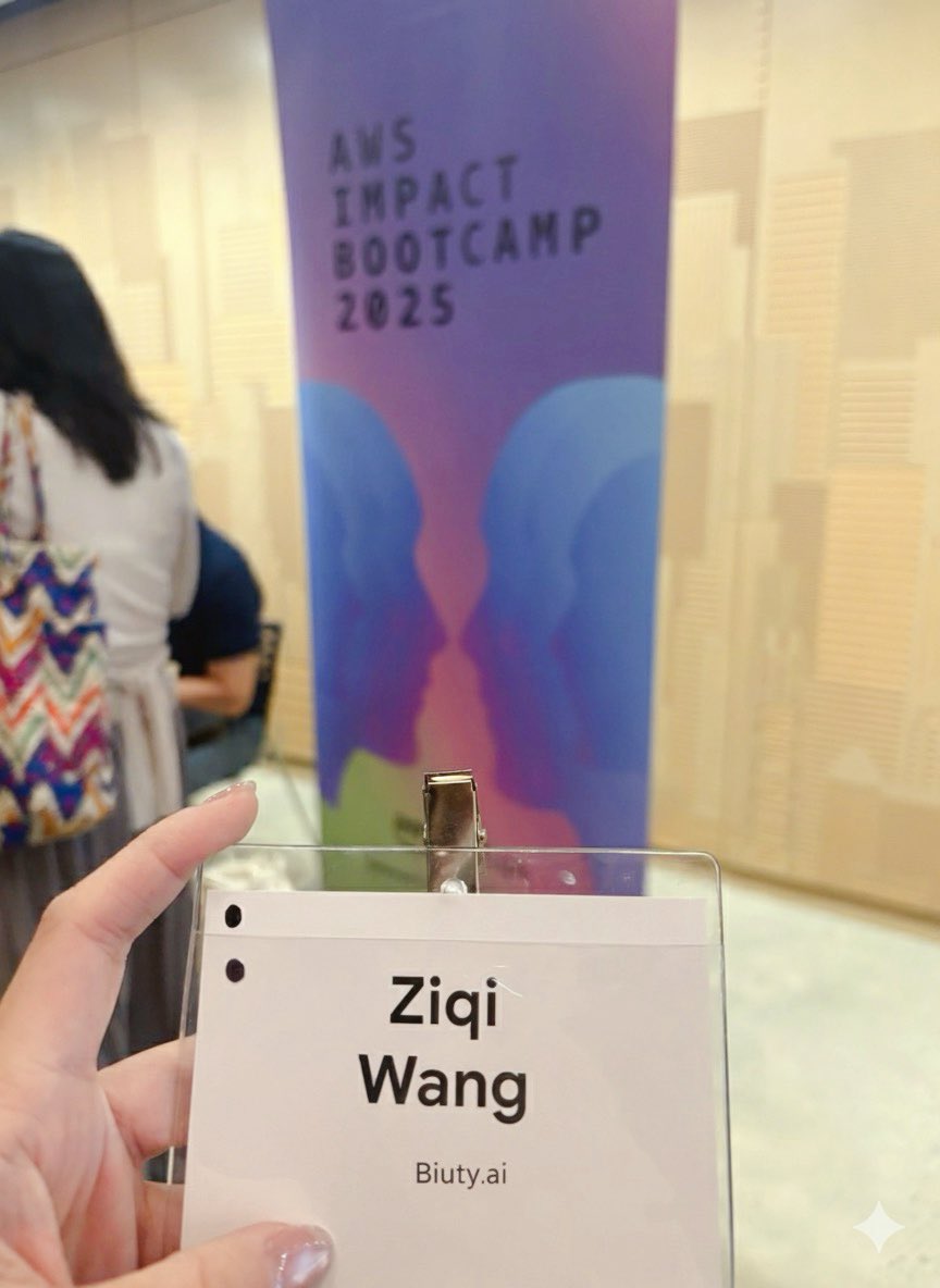 ziqi_biuty's tweet photo. @biutyai was honored to be 1/50 startups at @AWSstartups x @Techstars Impact Bootcamp NYC 🚀

Best event I’ve attended since starting my journey, reminded me that hearing “no” is a founder’s job, but building anyway is the choice. Grateful to mentors & peers 🙌

Onward, because beauty should be measurable, personal, and data-driven. 🌸

I’ll be in the Bay Area and LA over the next two weeks for Tech Week. Let’s connect if you’re around! 💬

 #AWSStartups #Techstars #BeautyTech #Biuty