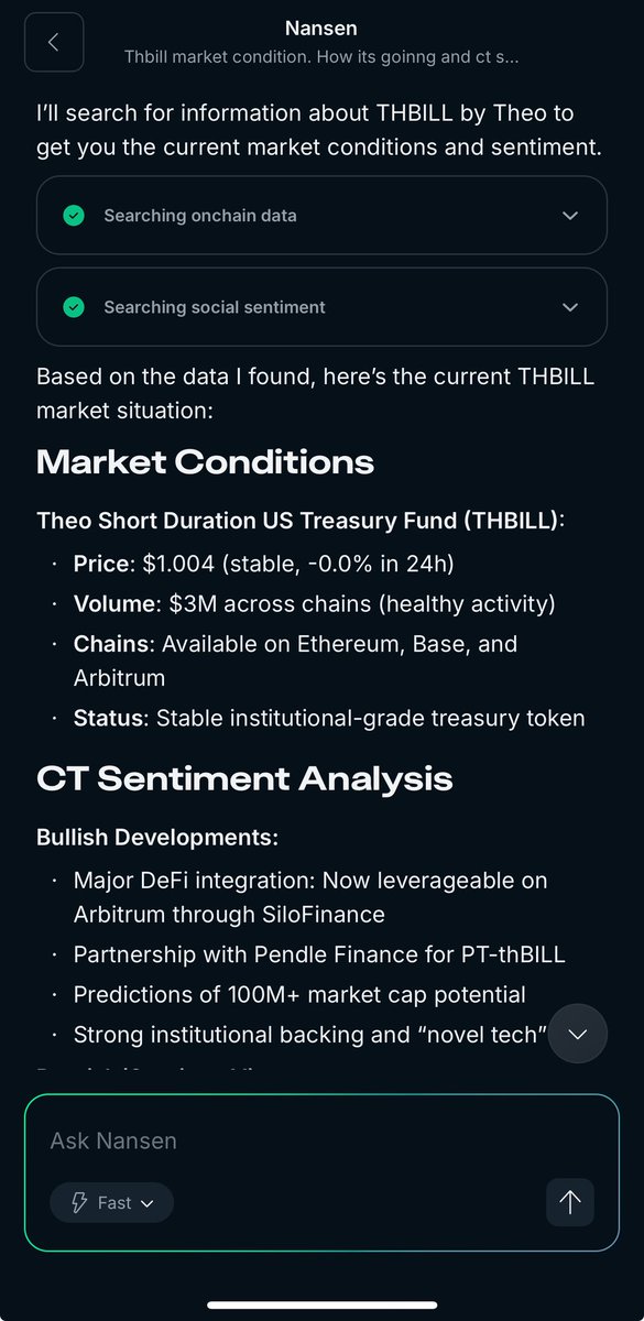 0xweb3_surge's tweet photo. When you use @nansen_ai to get sentiment for your favourite project,
And it makes you more bullish than before.
@Theo_Network and its flagship product thBILL will make a lot of waves.
Be early then sorry!!
#thbill #crypto #RWAfi #nansen #nansenai https://t.co/wbJQfNiDf0