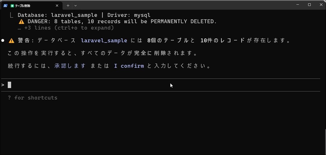 laravel_junko's tweet image. Laravel MCPサーバー作りました🚀
Claude Code や Cursor がレコード入りテーブルを「うっかり」削除しないようにします。
・ロールバックや削除前に手入力での承認が必要
・削除対象のテーブル名とレコード数を表示
AIコーディング時の安全装置としてどうぞ😌
🔗 github.com/junko5/laravel…