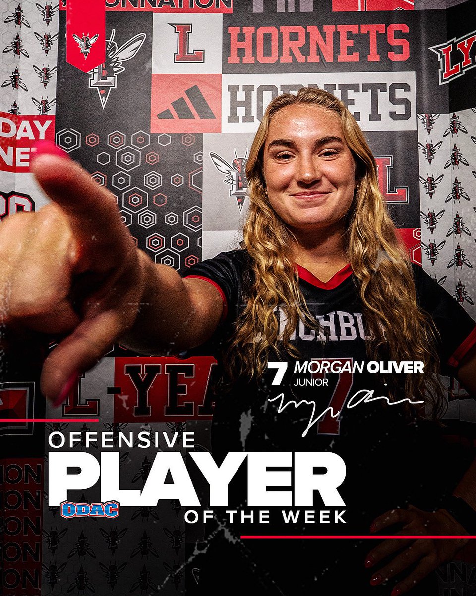 LynchburgWSoc's tweet photo. Well earned @odacathletics Player of Week honors for Morgan Oliver following a 4 goal and 3 assist week! 👏 

#PlayerOfWeek #Sisu #SoccerScholarshipService #WonNation https://t.co/4B10erNWLM