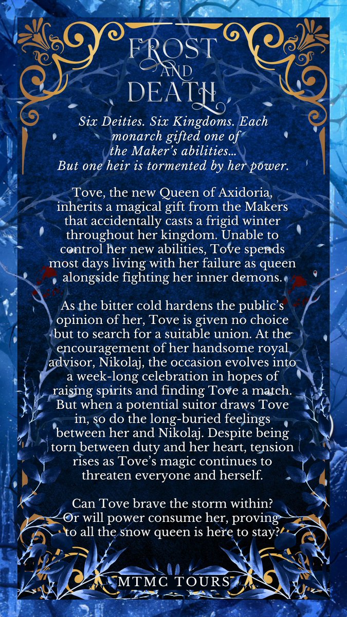 Currently on tour: Frost and Death by L.L. Riley!! ❄️✨ A romantic adaptation of The Snow Queen that brings together a captivating and classic story filled with fantasy, folklore, magic, and romance.
💫Out now from Mythical Gems Media &amp; available with KU! llriley.com