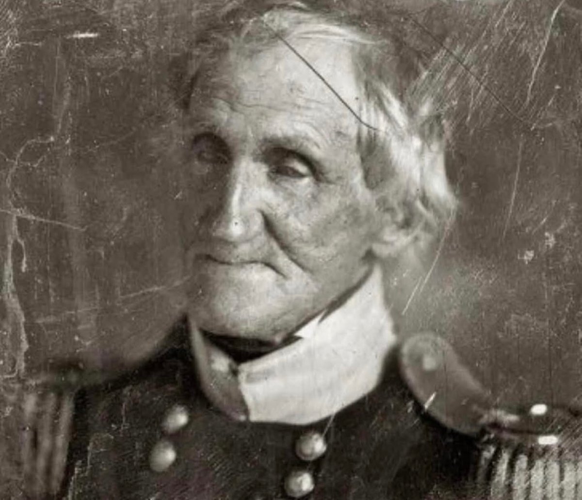 historyinmemes's tweet image. A photograph of General High Brady, captured in his 80s during the late 1840s. Born in 1768, when the American colonies were under British rule and King George III reigned, he is among the earliest-born individuals ever photographed.