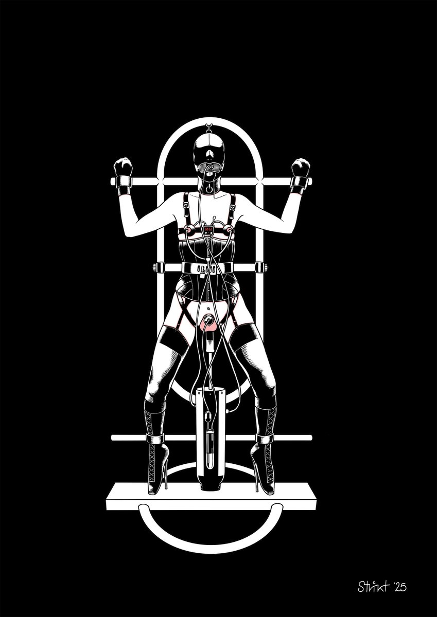 It was time for another of the Scarlet Womens' Club "Kinktober Extravaganzas", which meant only two things: She would again unveil some new sinister contraption, and he would be the one to test it and make sure that Her customers will be satisfied with their purchase. #fetishart