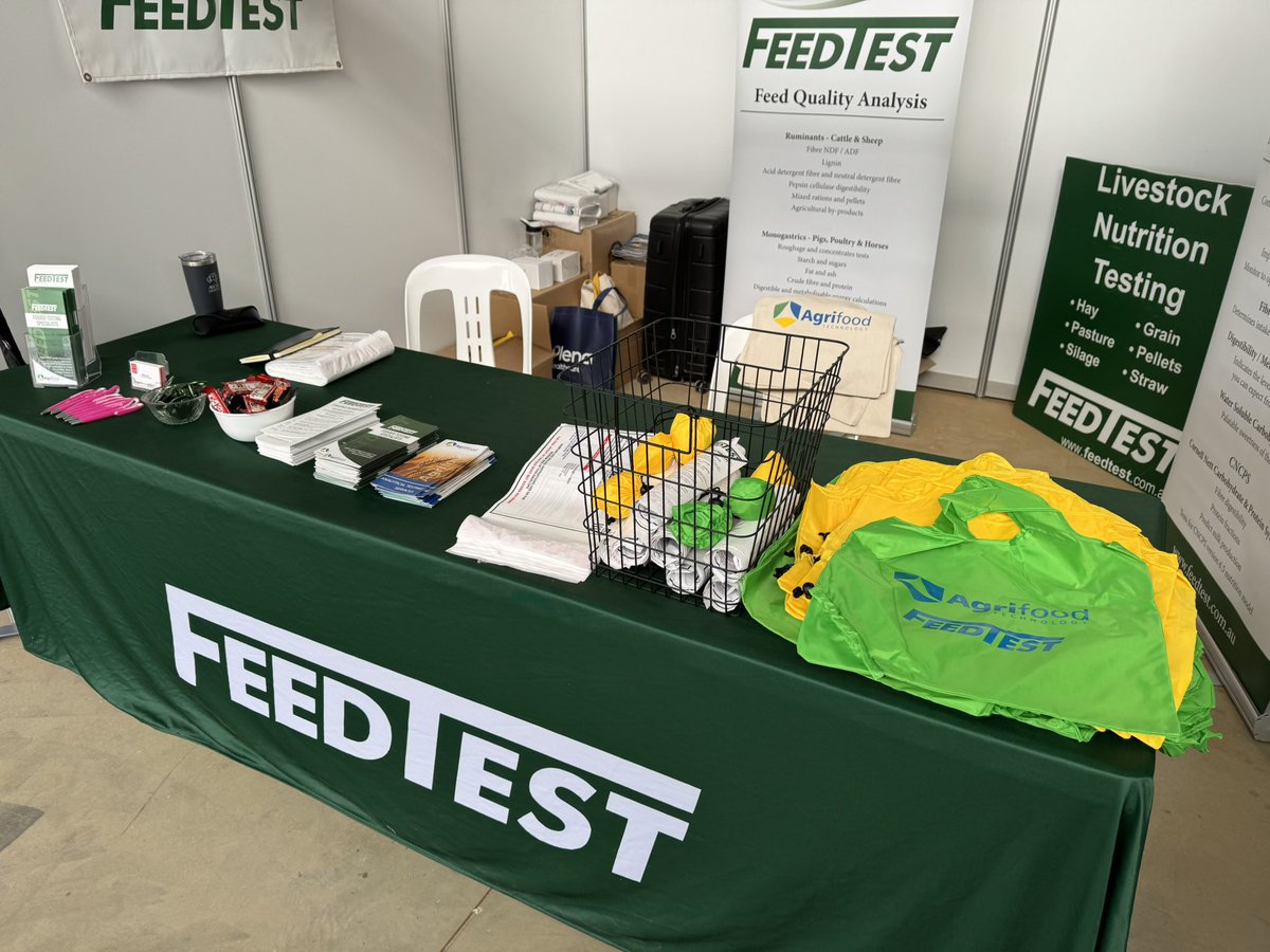 FeedTest13's tweet photo. Day 1 of Elmore Field days 2025 is up and running - why not come visit the FeedTest Team in booth AP106 in the Agricultural Pavilion for all your Hay and Fodder Testing needs! https://t.co/ZChDERaQmX