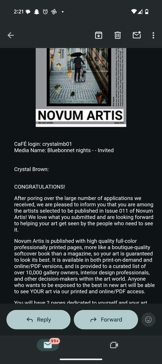 CrystalmbArt's tweet photo. ✨ Big News! ✨
I’m honored to share that my painting “Bluebonnet Nights” has been selected for publication in Novum Artis Magazine, Issue 011 — an international art publication featuring emerging and established artists from around the world.

“Bluebonnet Nights” captures a quiet Texas evening beneath the Milky Way — a dreamscape of wildflowers, calm, and cosmic wonder. To see it recognized and shared globally means so much. 🌌💙

Thank you to @NovumArtis for believing in my work and vision. Each piece I create carries a little magic from nature, myth, and memory — and this one reminds me that peace can be as powerful as passion.
🖼️ Now featured in print and online for over 10,000 art collectors, curators, and designers worldwide.

#BluebonnetNights #NovumArtis #CrystalmbCreations #ArtFeature #DreamscapeArt #NatureInspiredArt #ContemporaryArtist #EmergingArtist #ArtCollector #FineArtPublication #ArtistFeature #PeacefulArt #inspiringartist
