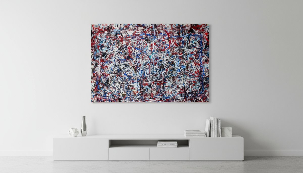 keezerfeld's tweet photo. GM! 

"LAX" - 5ft x 3ft Acrlyic on Canvas.  

You're now able to buy my physicals with @solana &amp; @ethereum . 

DM for details. https://t.co/5tlEI8TulZ