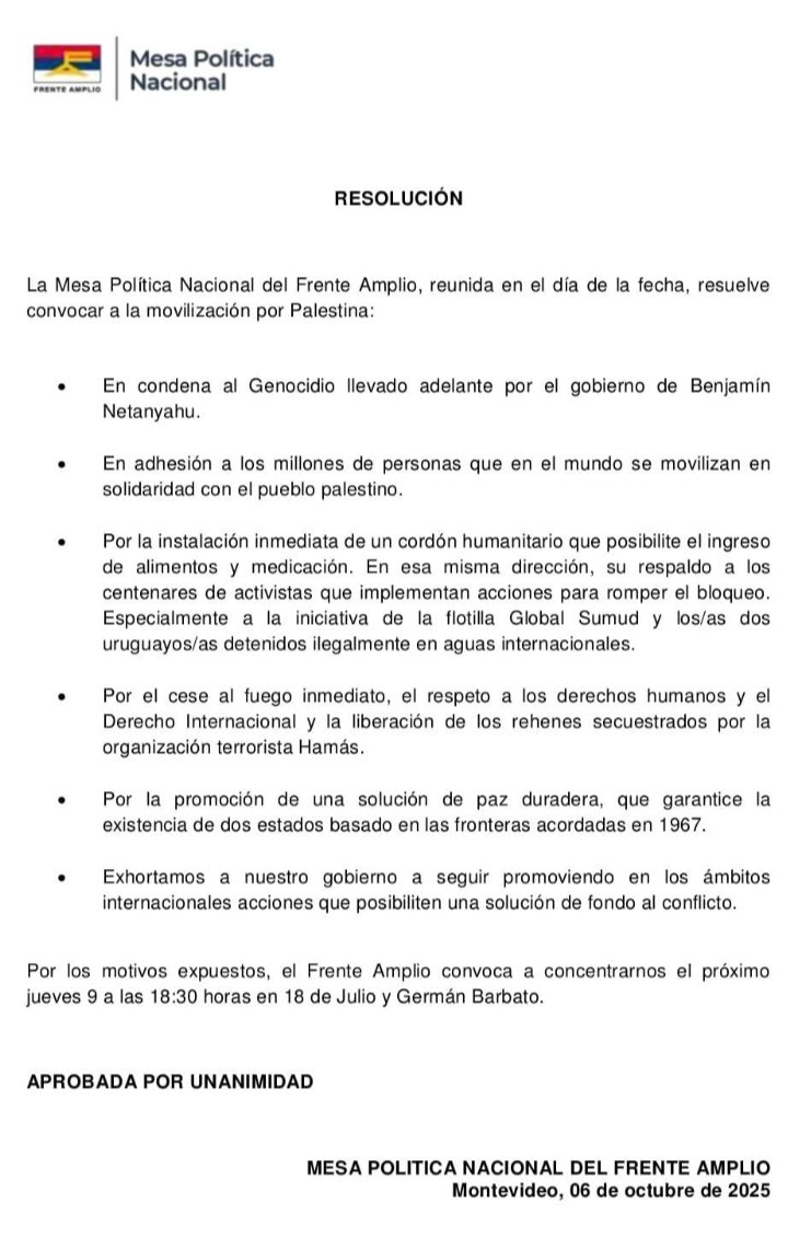 Resolución de la Mesa Política Nacional del FA 🔴🔵⚪