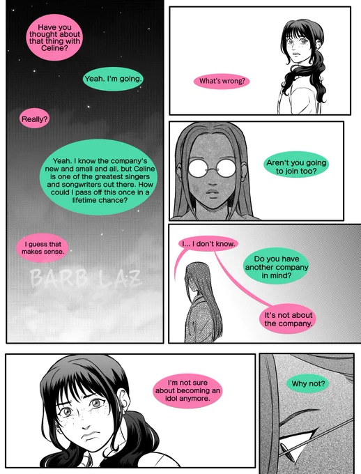 Zoemira Week Day 2: Trainee Days

(1/4)This is a scene from my fanfic "Pyrite" where Zoey and Mira meet each other after joining an idol survival show
#Zoemiraweek2025 #zoemira #KPOPDEMONHUNTERS 