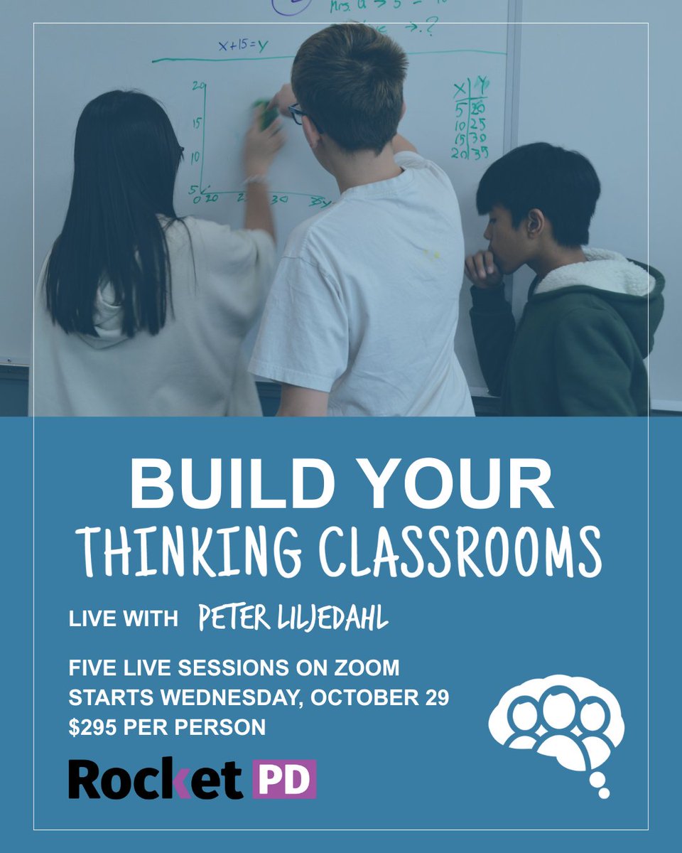 BTCthinks's tweet image. Build your Thinking Classroom LIVE with @pgliljedahl through @RocketPd:

➡️ 1st session on Oct 29
➡️ 5 sessions on Zoom (recorded)
➡️ Click here to learn more and to register: rocketpd.com/.../building-t…

#thinkingclassrooms #btcthinks #buildingthinkingclassrooms #iteachmath #MTBoS