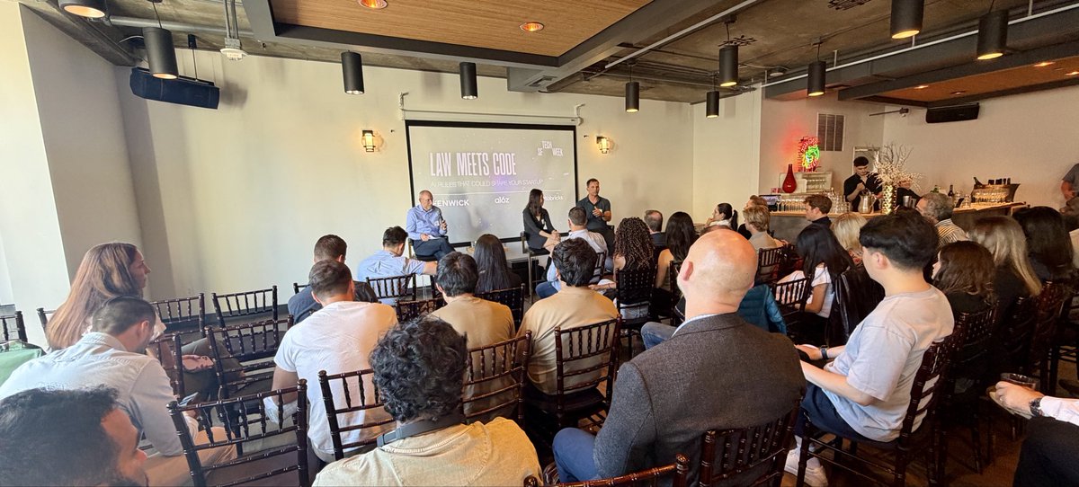 Tahir_Mahmood's tweet image. Law Meets Code in Chinatown, San Francisco with Trâm Phi, General Counsel at Databricks, Matt Perault, Head of AI Policy at a16z, and Dave Bell, Partner at Fenwick. #techweek