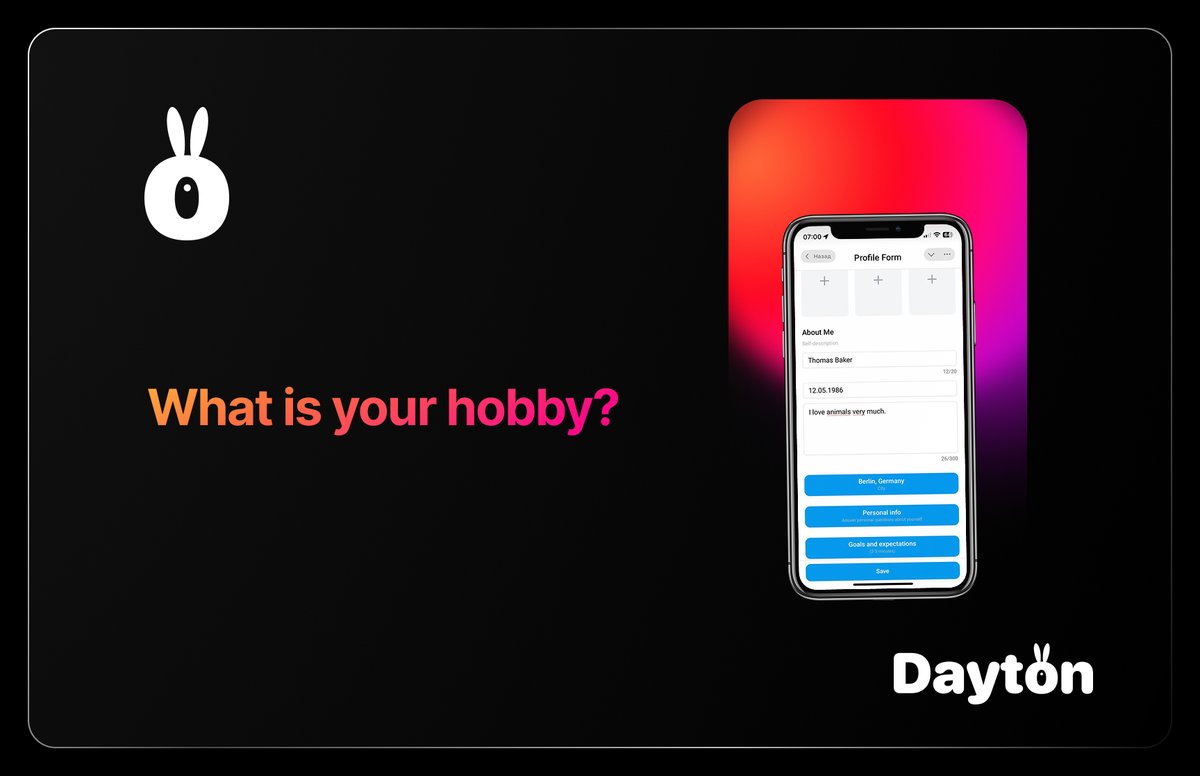 DaytonApp's tweet image. 🌟 Starting with Dayton alpha: Fill out your profile to share interests. It's the first step to connections. What's your top hobby?
#Dayton #Airdrop #TON #NFT #PlayToEarn