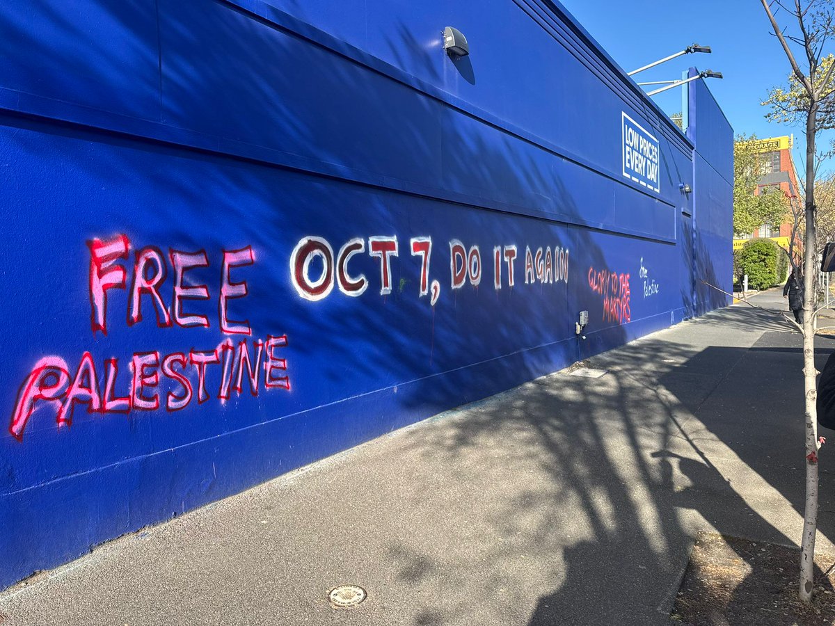 Today, on the day that two of my family members were brutally murdered 2 years ago, I am appalled and shocked by the abhorrent pro-Hamas graffiti seen across Melbourne.

To celebrate Hamas is to celebrate rape, murder, and mutilation.

Urging them to “do it again” is to endorse
