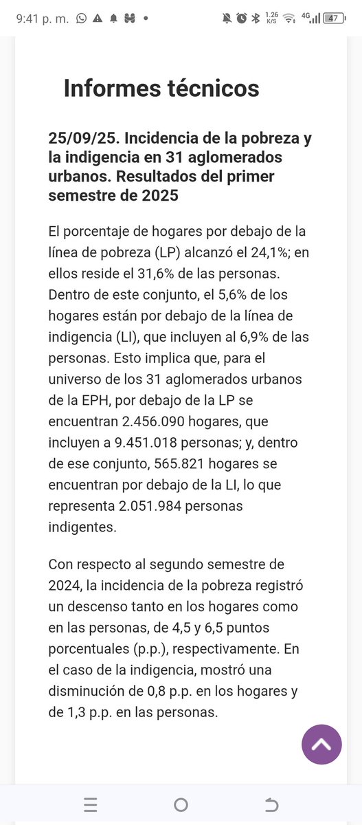 Javo los argentinos la están pasando mal.. no es operación... Chequéate el Indec, caminate el conurbano.. no estamos para esta