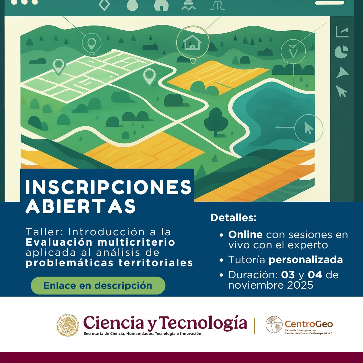 Enlace: linktr.ee/cgeo
Inversión: únicamente $659 MXN
.
.
.
#talleronline #cursoonline #tallerevaluaciónmulticriterio #tallerproblemáticasterritoriales