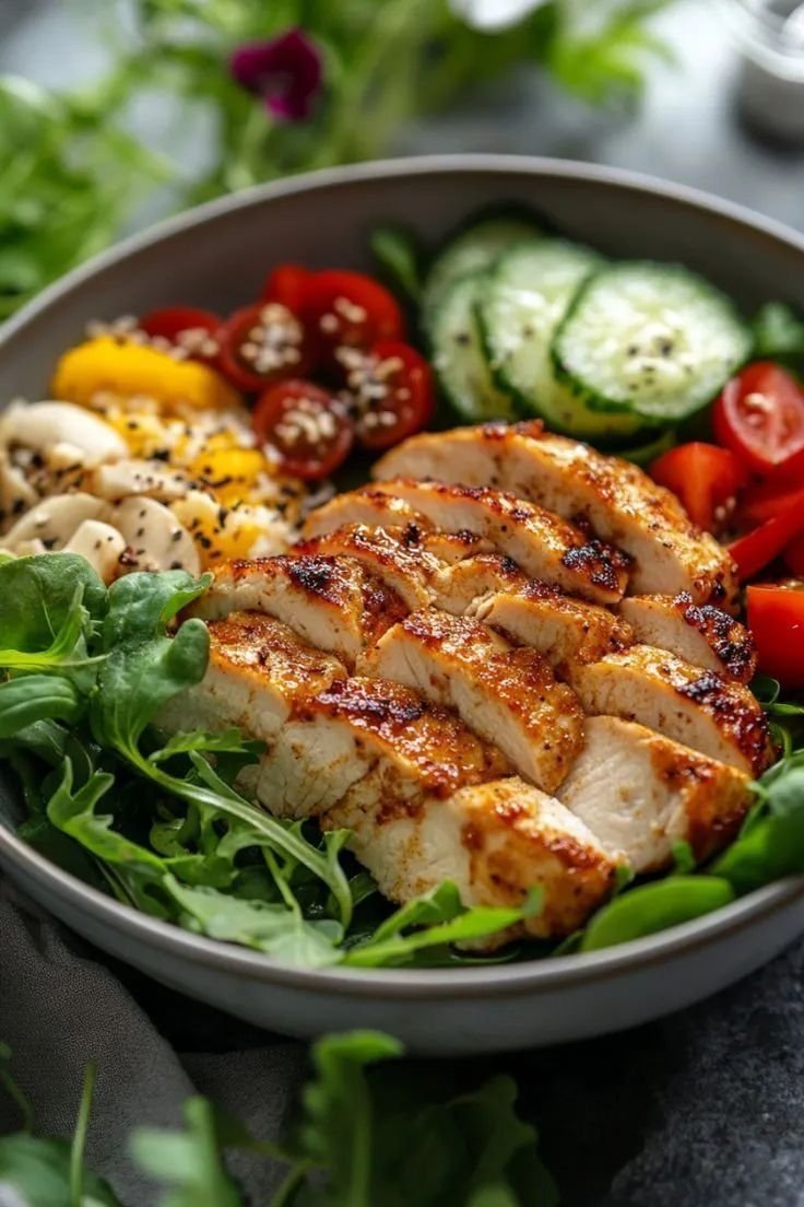 Grilled Chicken Salad with Creamy Herb Dressing 🥗