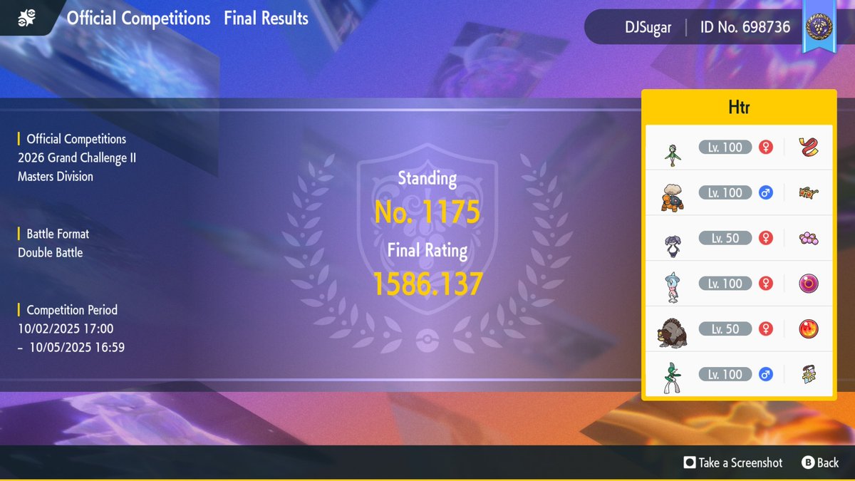 DJSugar_05's tweet photo. Hard trick room! Not bad for a couple quick bouts of Saturday games. Should sneak into top 512 NA 🫰🏻 https://t.co/KM6FpKVgKV